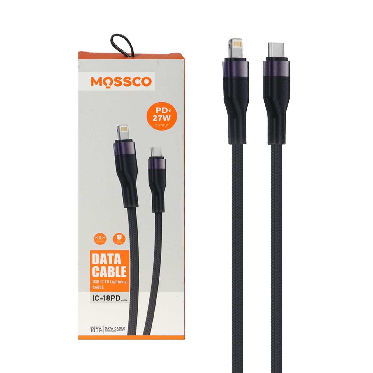 کابل شارژ PD و فست Mossco Type-C To Lightning مدل IC-18PD 27W - مشکی